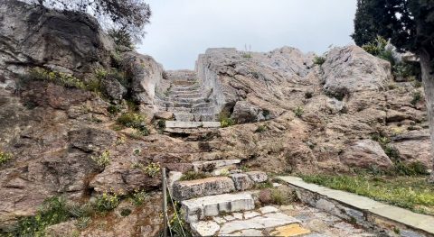 Mars Hill: Greece. Paul preached from these steps. 