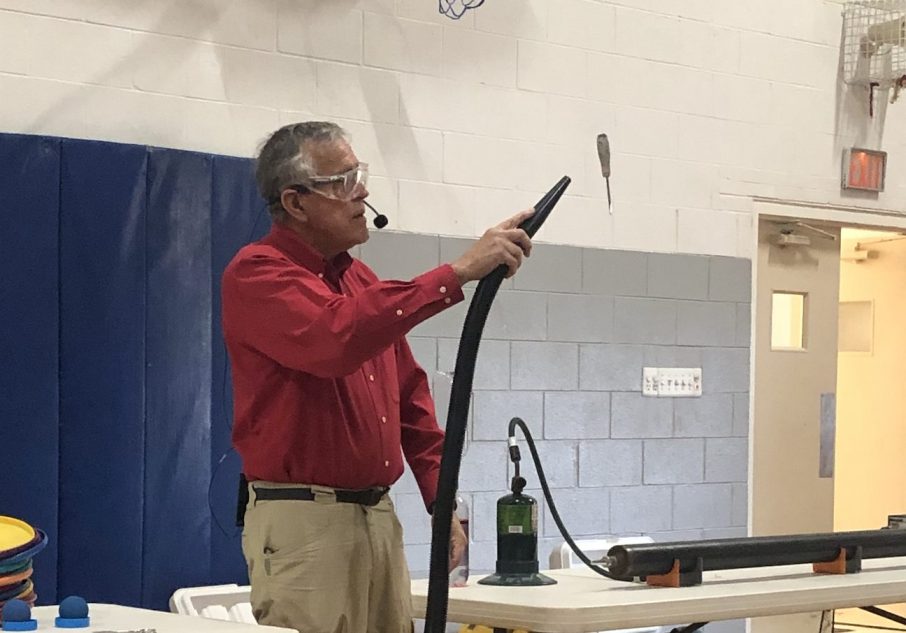 Ben Roy hovers a screwdriver in mid-air using the power of a vacuum. 